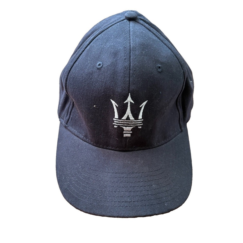 Maserati Navy Blue Baseball Cap Embroidered Trident Logo Fitted M/L Hat